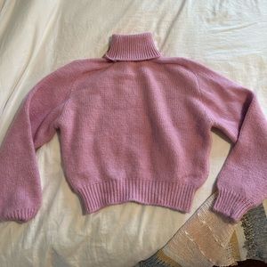 Pink Turtleneck Cropped Zara Sweater